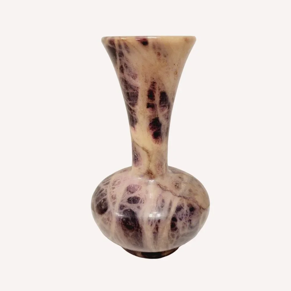 Vintage Pier 1 Imports Multi Purple Whites Swirl Marble Stone Bud Vase